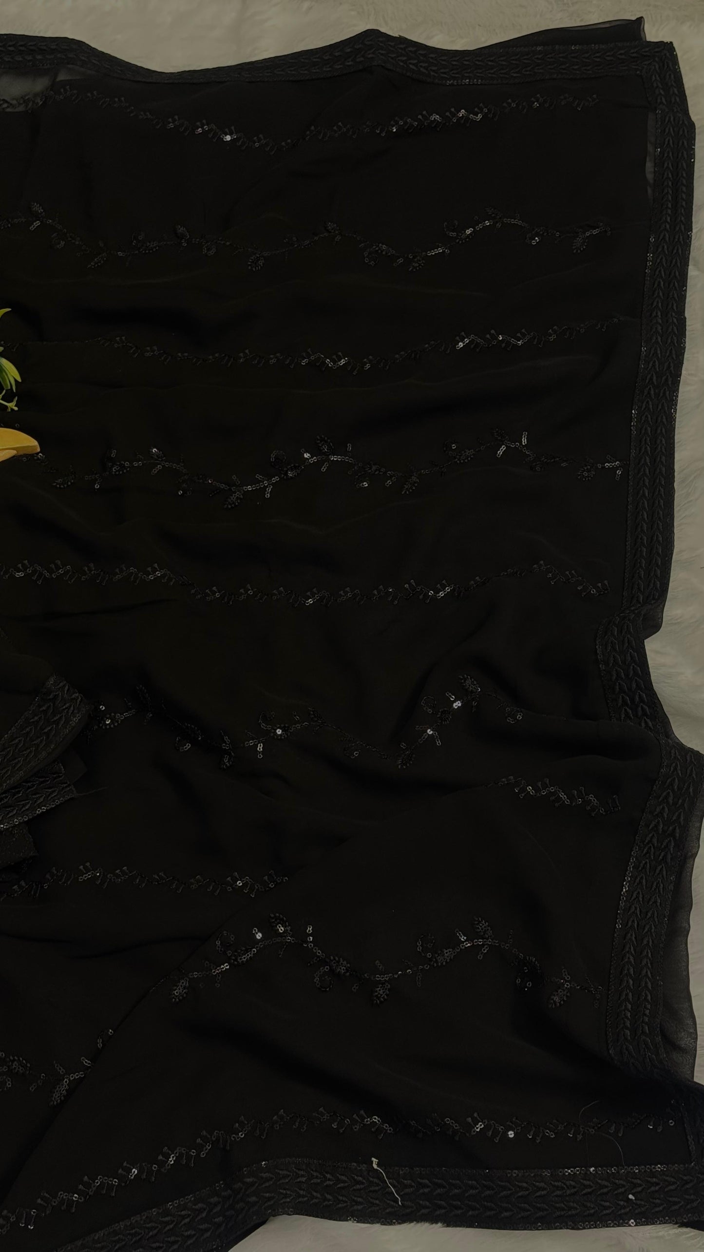Midnight Black Sequence Elegance Saree
