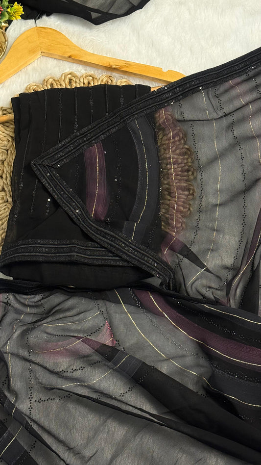 Premium Black saree with Beads Diamond work