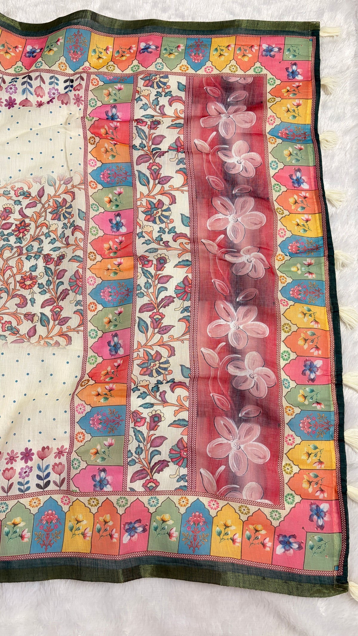 Cotton Linen Multi Color Heavy Printed Saree