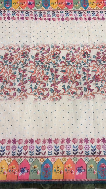 Cotton Linen Multi Color Heavy Printed Saree