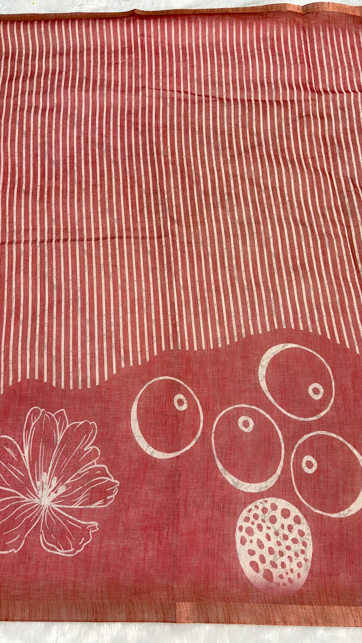 Cotton Linen Dusty Pink Color With Abstract Print Saree