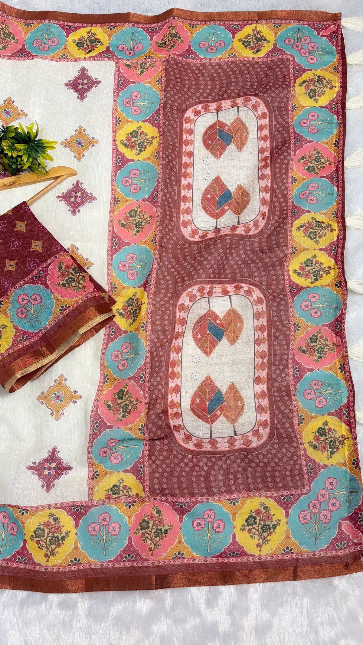 Cotton Linen Royal Heavy Printed Saree
