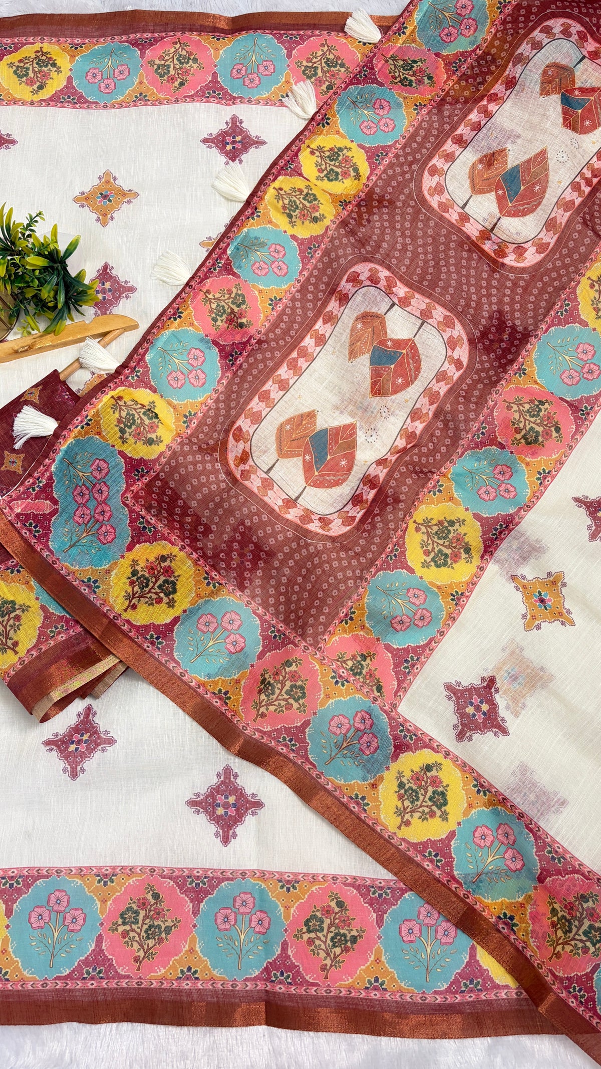 Cotton Linen Royal Heavy Printed Saree