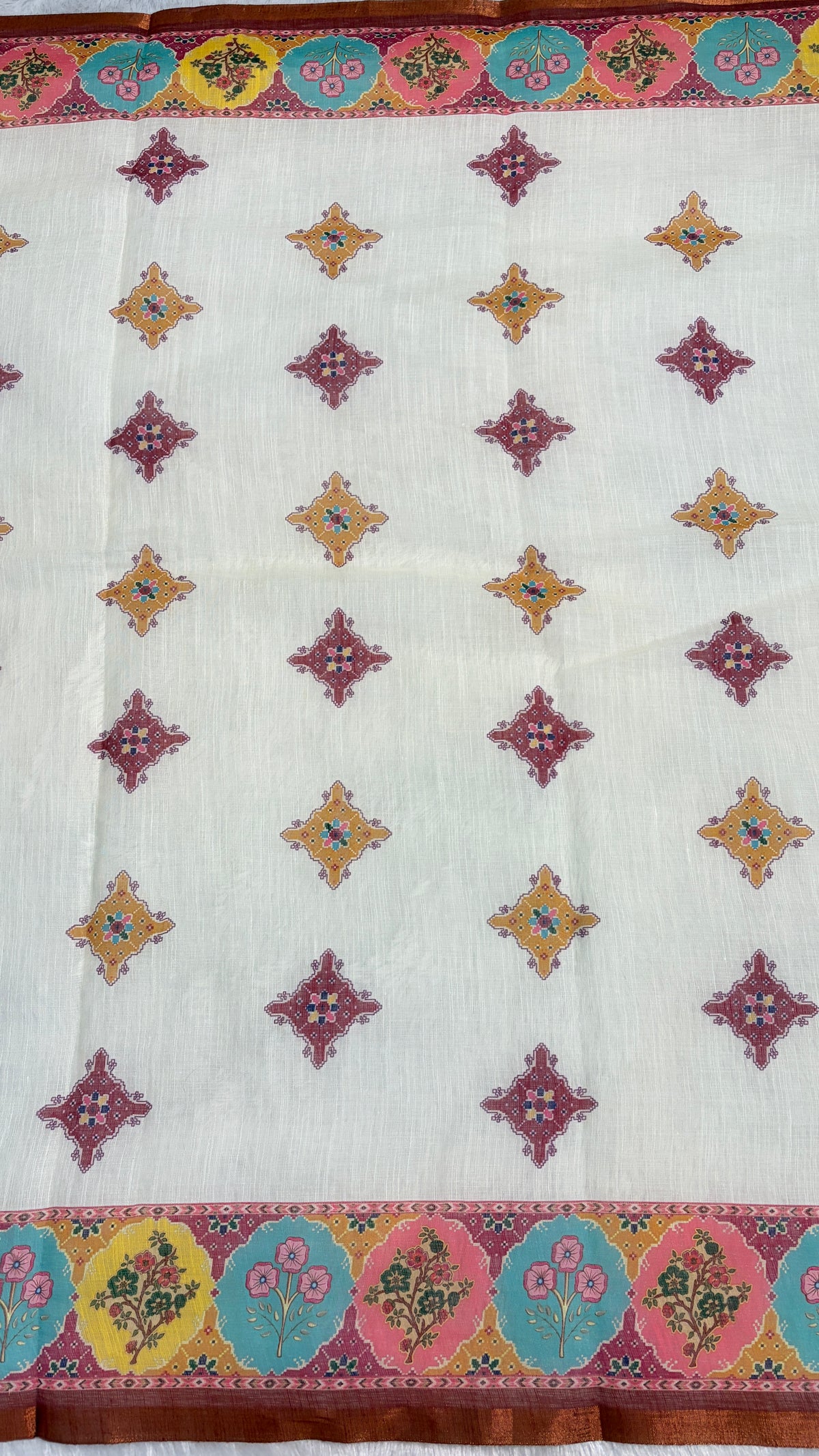 Cotton Linen Royal Heavy Printed Saree