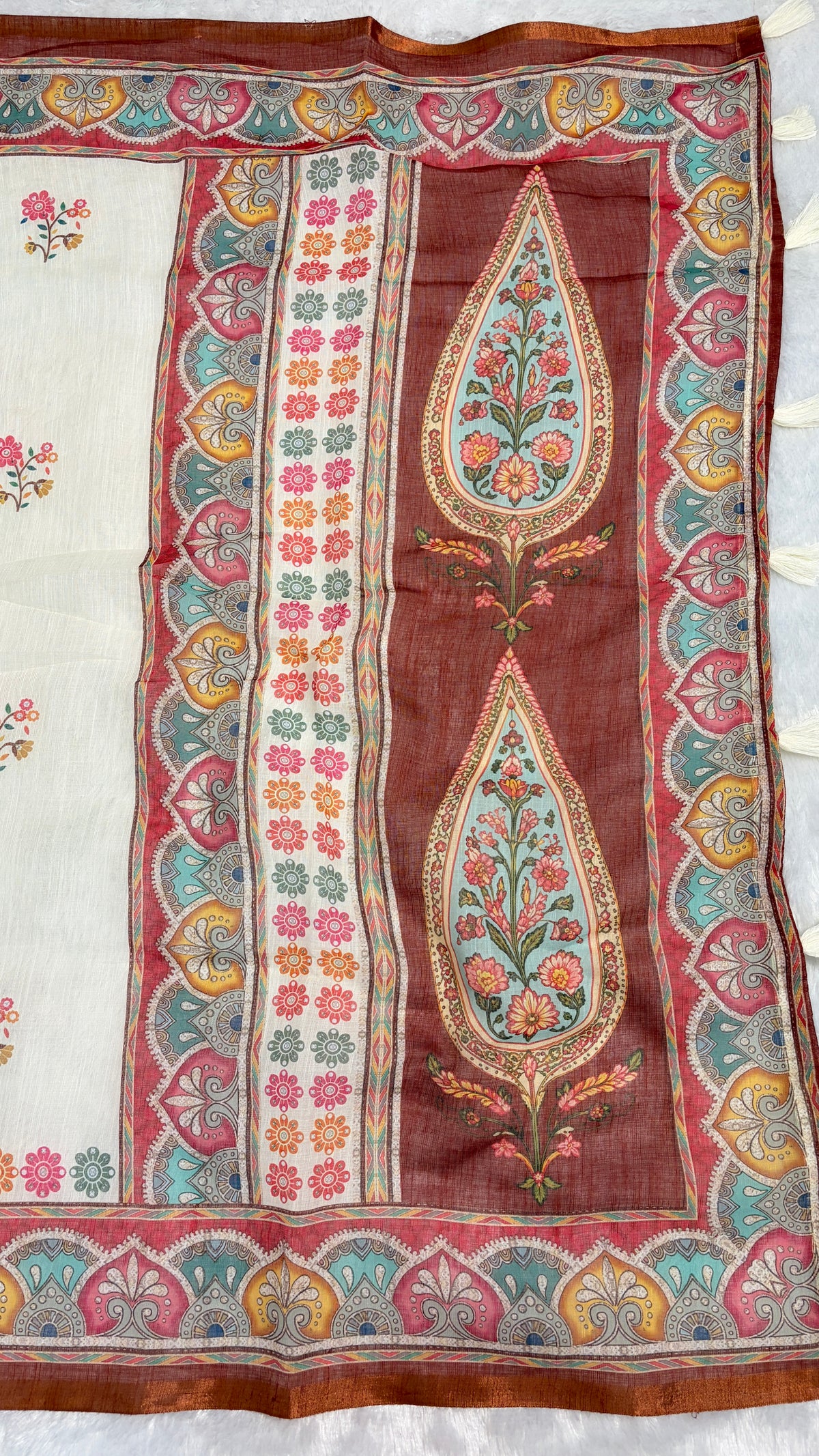 Cotton Linen Multicoloured Royal Heavy Printed Saree