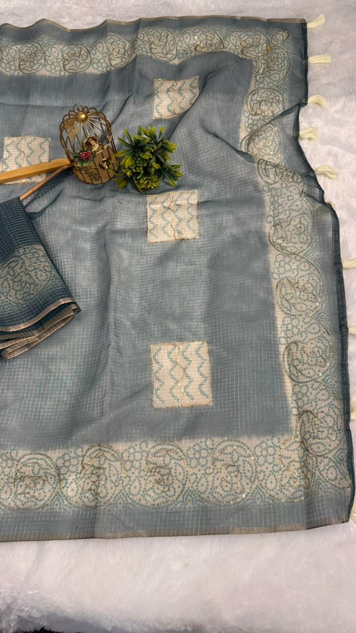 Kota Doriya Circle Motif With Aari Work