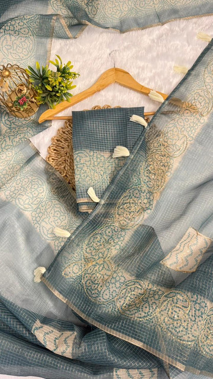 Kota Doriya Circle Motif With Aari Work