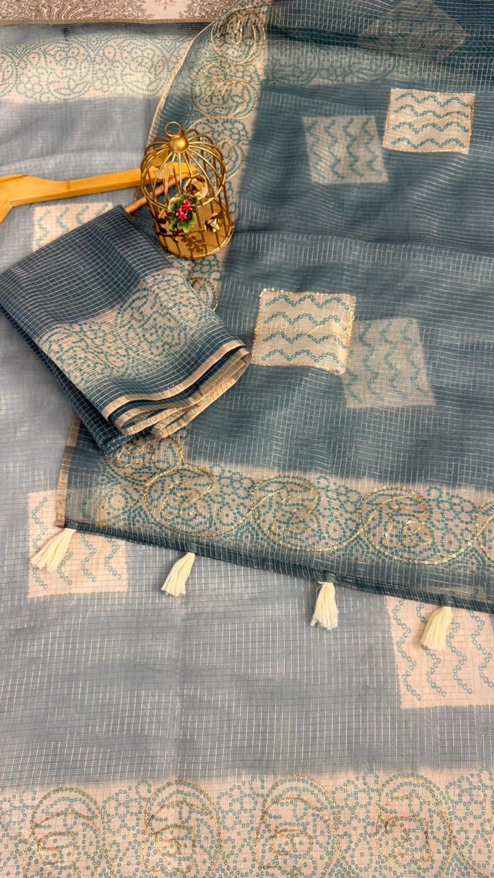 Kota Doriya Circle Motif With Aari Work