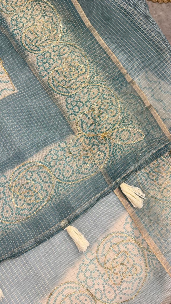 Kota Doriya Circle Motif With Aari Work