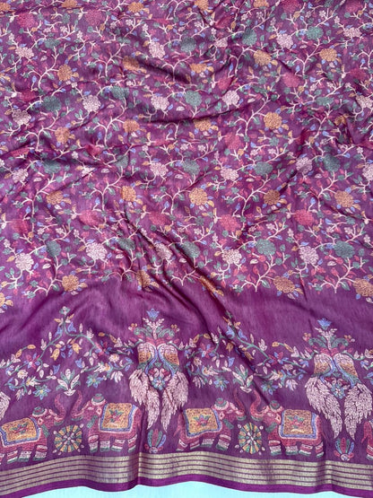 Mulmul Cotton Saree With Beautiful Peacock and Elephant Design