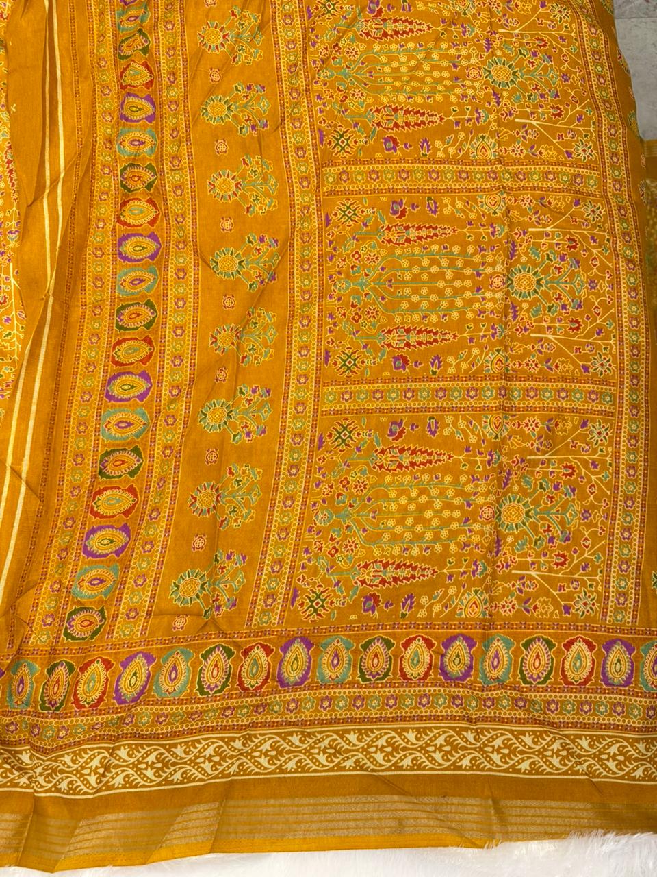 Mulmul Cotton Kalamkari Design with Paisley Border
