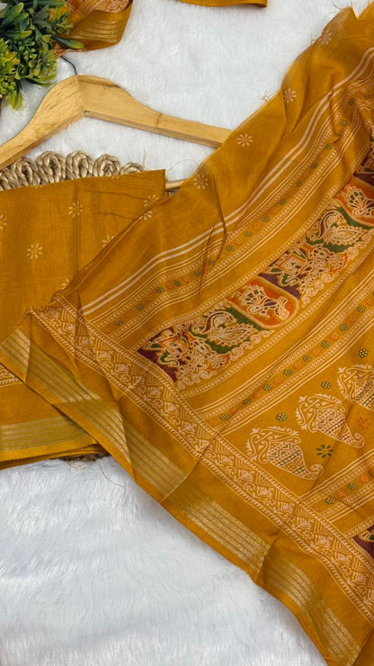 Mulmul Cotton saree with kalamkari design