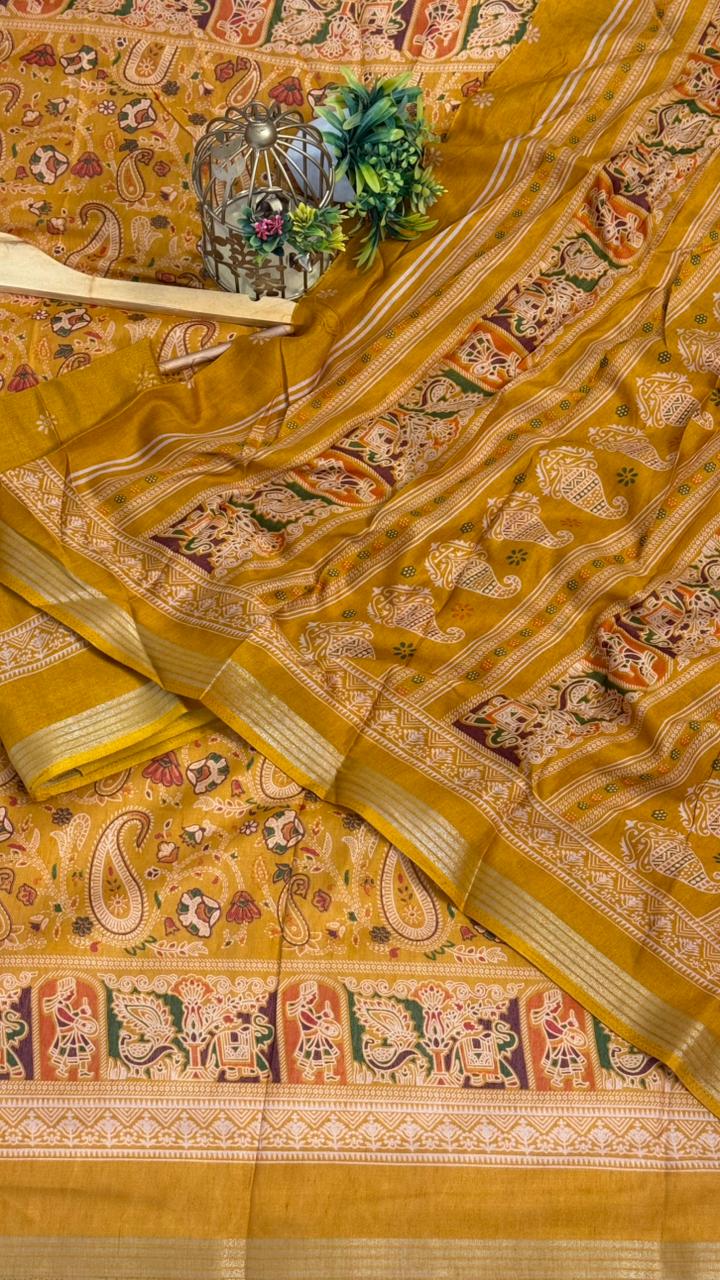 Mulmul Cotton saree with kalamkari design