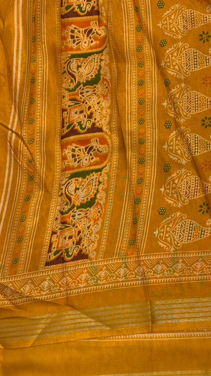 Mulmul Cotton saree with kalamkari design