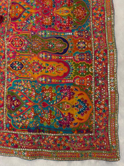 Pure Luxury Pashmina Kalamkari Saree with readymade blouse with Mirror Work