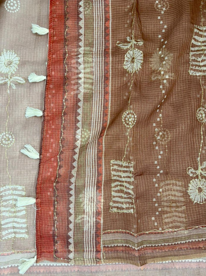 Kota Doriya Flower Print With Aari Work