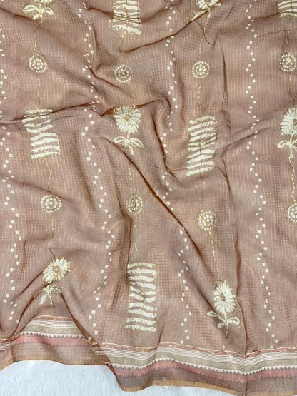 Kota Doriya Flower Print With Aari Work