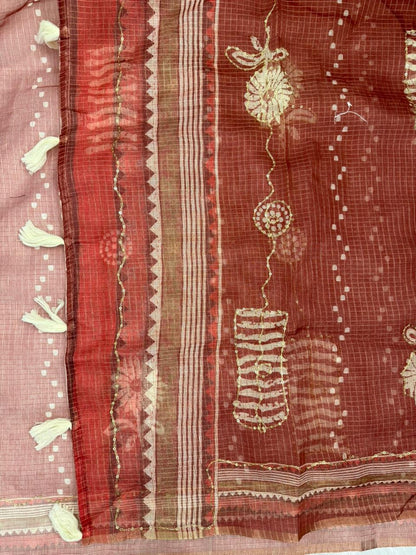 Kota Doriya Flower Print With Aari Work