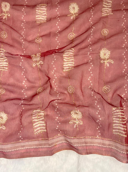 Kota Doriya Flower Print With Aari Work
