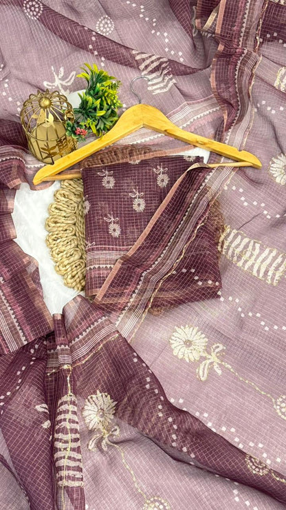 Kota Doriya Flower Print With Aari Work