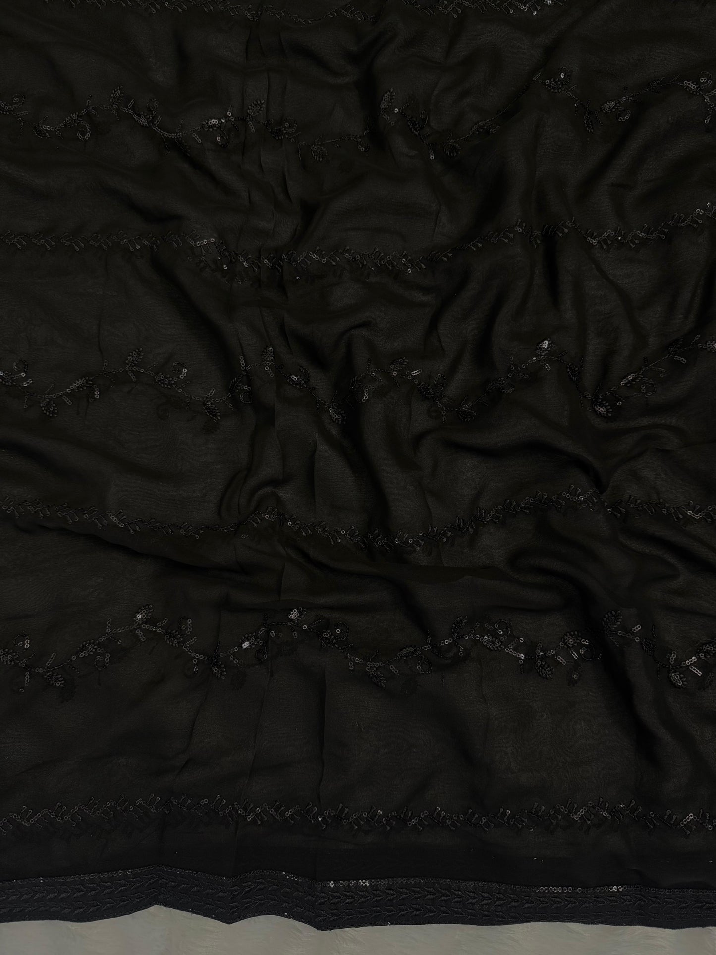 Midnight Black Sequence Elegance Saree