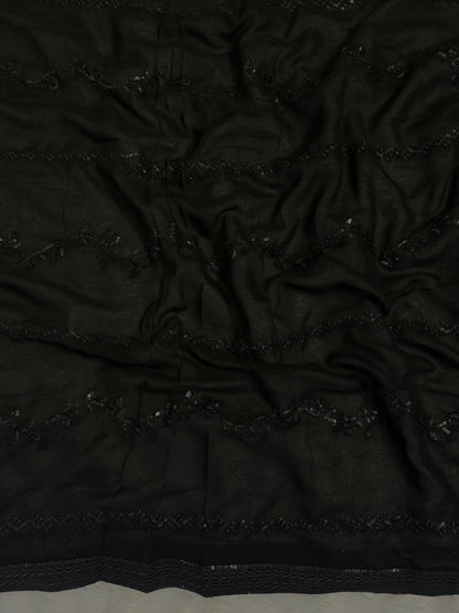 Midnight Black Sequence Elegance Saree