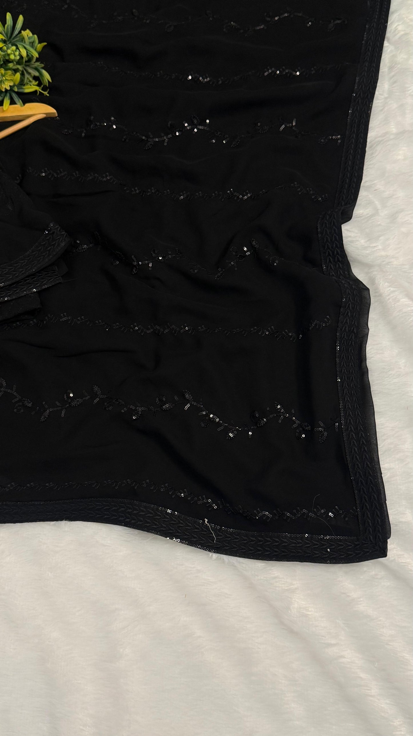 Midnight Black Sequence Elegance Saree