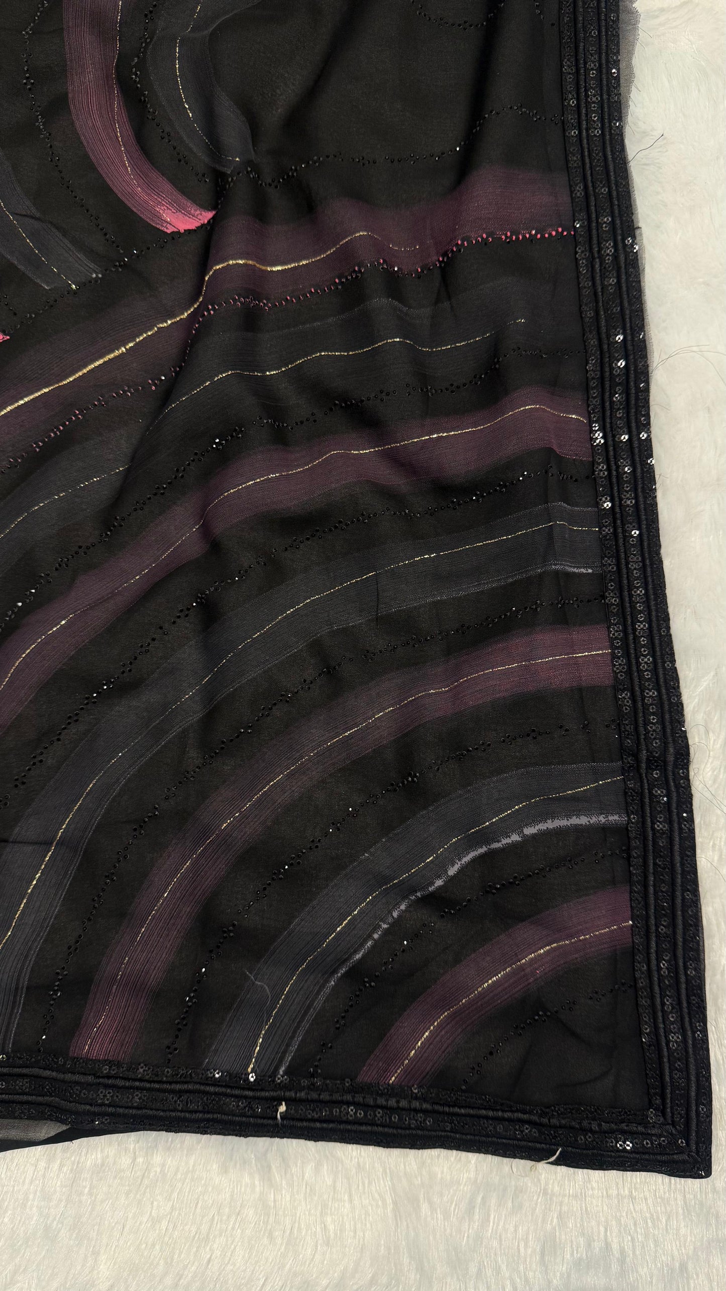 Premium Black saree with Beads Diamond work