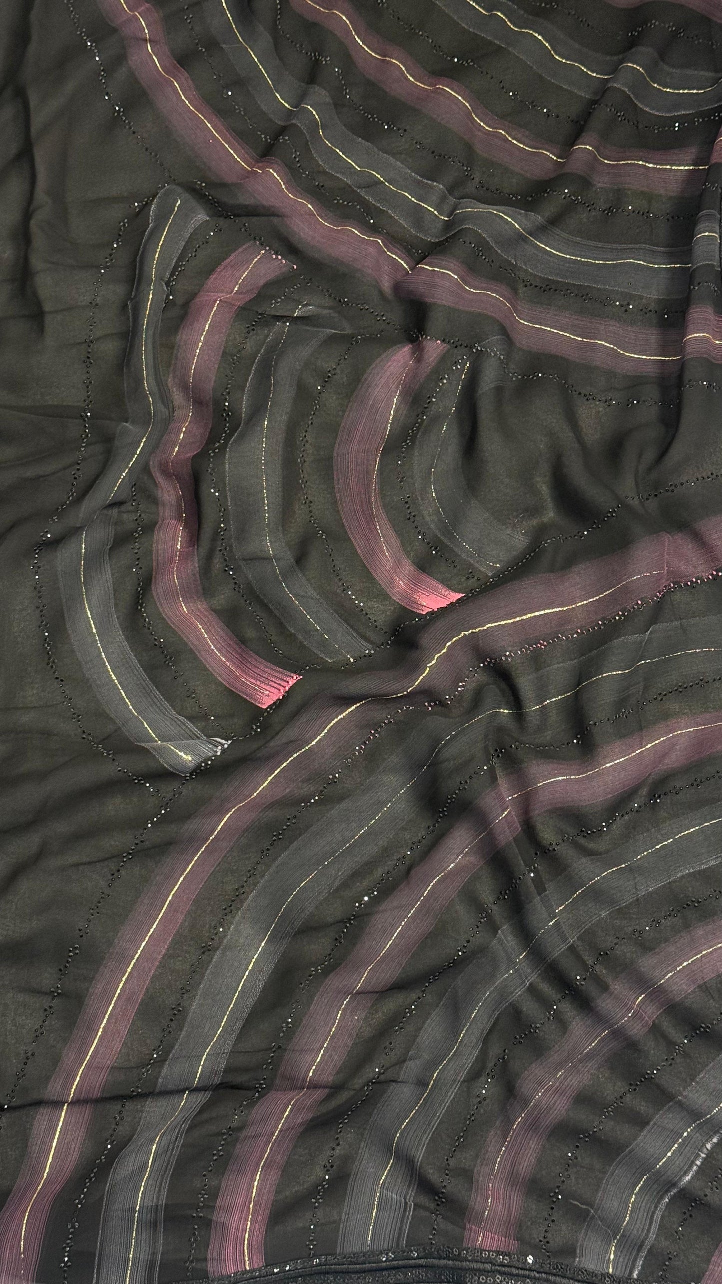 Premium Black saree with Beads Diamond work