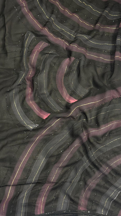 Premium Black saree with Beads Diamond work