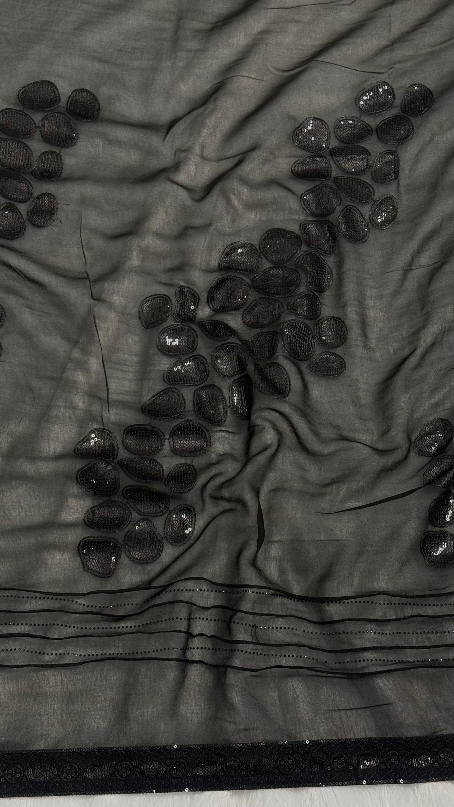 Midnight Black saree with Heavy Sequence and Diamond Work
