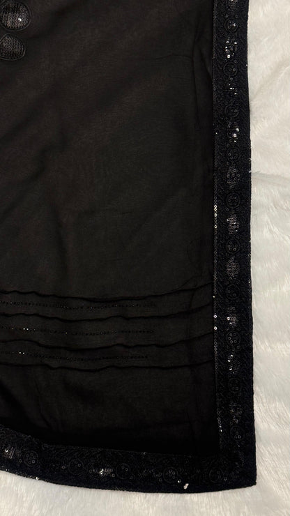 Midnight Black saree with Heavy Sequence and Diamond Work