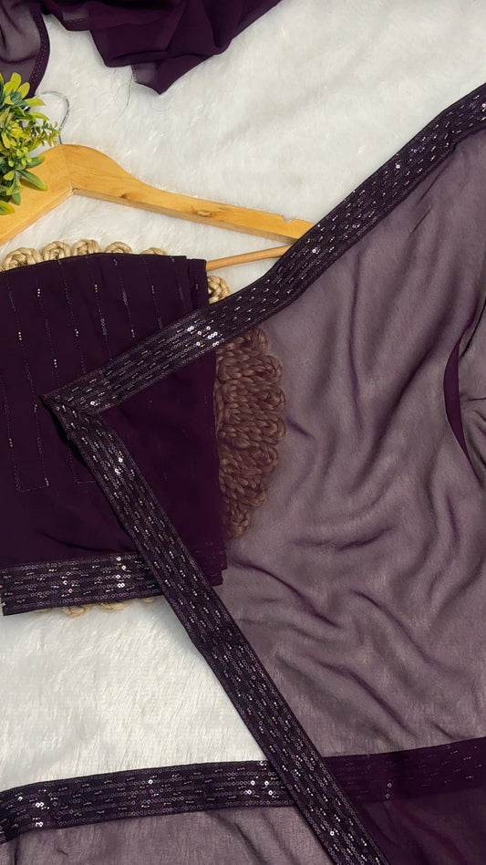 Luxury Heavy Beads Party Wear Saree
