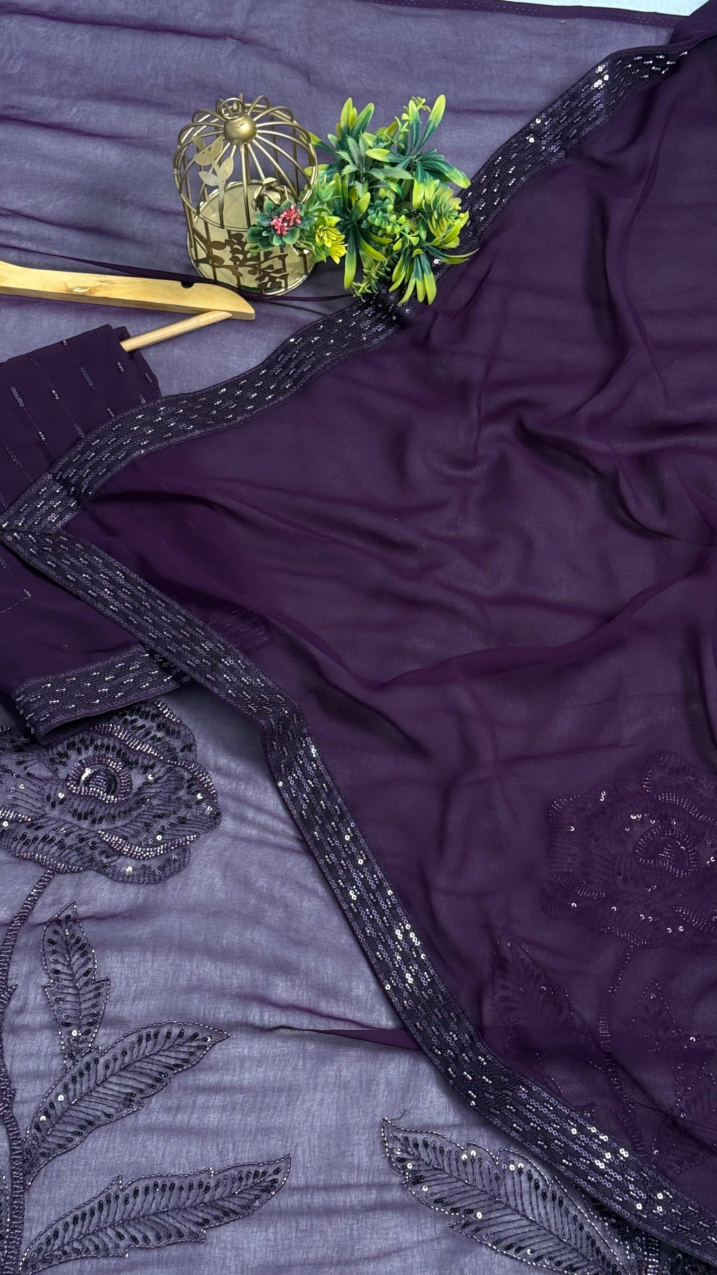 Luxury Heavy Beads Party Wear Saree