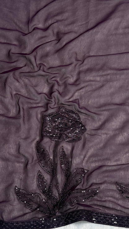 Luxury Heavy Beads Party Wear Saree