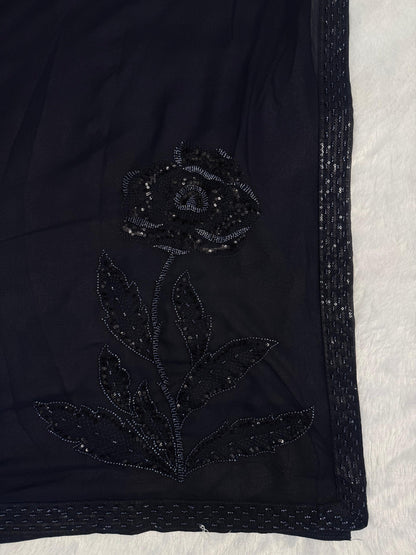 Luxury Heavy Beads Party Wear Saree