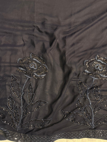 Luxury Heavy Beads Party Wear Saree