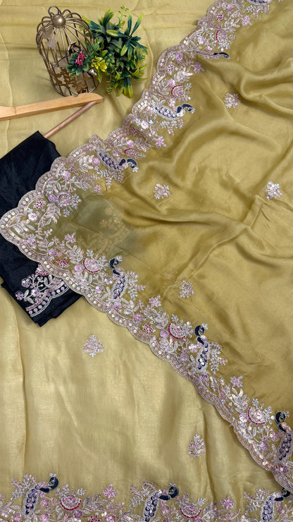 Beautiful Peacock Design C-Pallu Saree