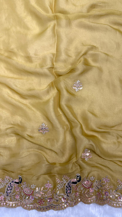 Beautiful Peacock Design C-Pallu Saree
