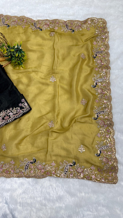 Beautiful Peacock Design C-Pallu Saree