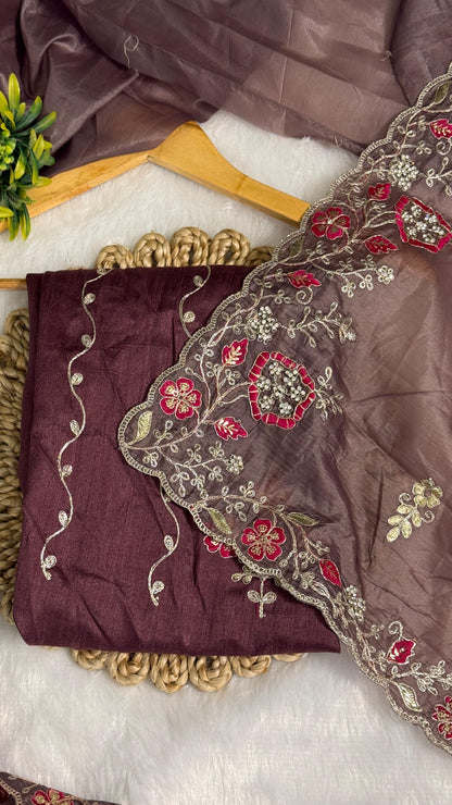 Pitta Work Floral Elegance Saree