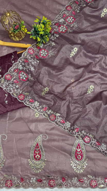 Pitta Work Floral Elegance Saree