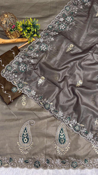 Pitta Work Floral Elegance Saree