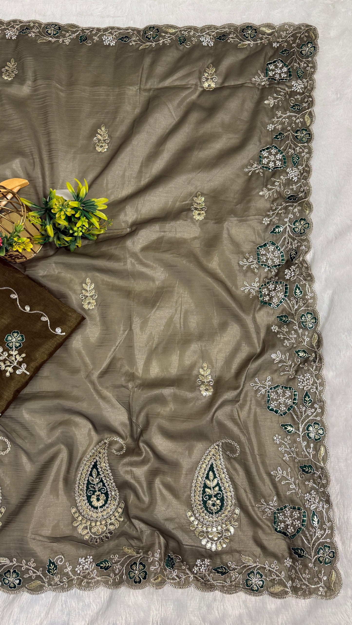 Pitta Work Floral Elegance Saree