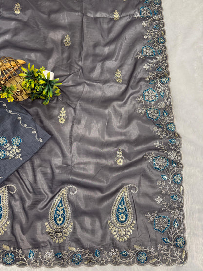 Pitta Work Floral Elegance Saree