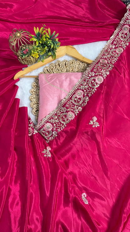 Royal Heavy Pitta and Flower Work Saree