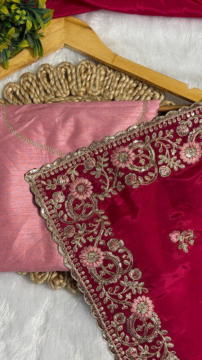Royal Heavy Pitta and Flower Work Saree