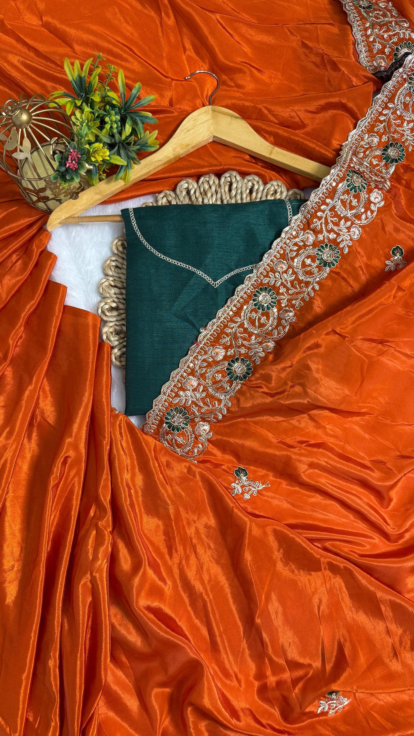 Royal Heavy Pitta and Flower Work Saree