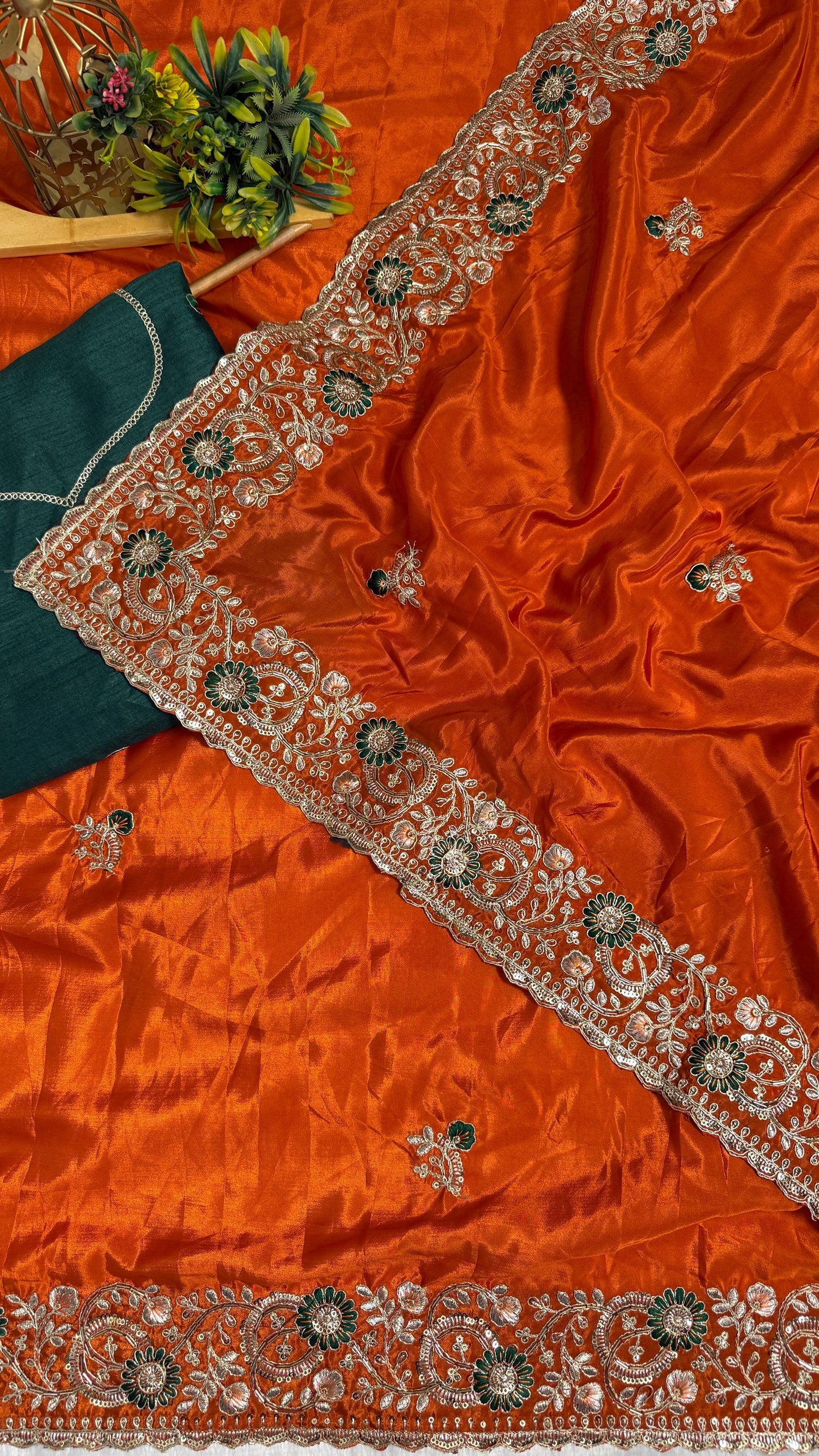 Royal Heavy Pitta and Flower Work Saree