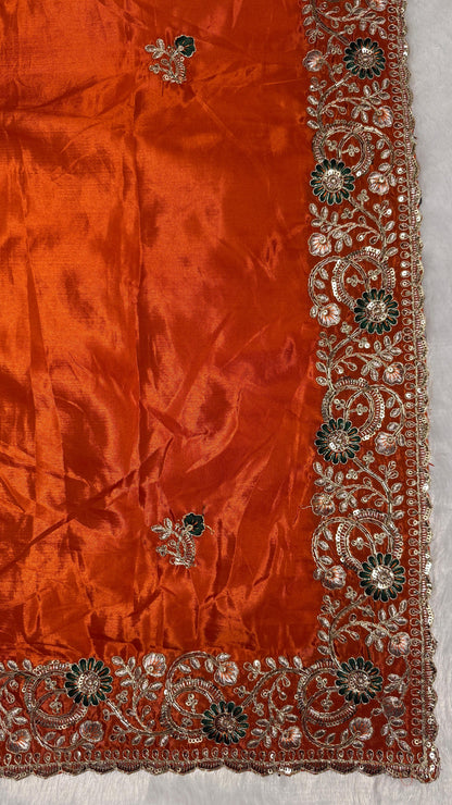 Royal Heavy Pitta and Flower Work Saree